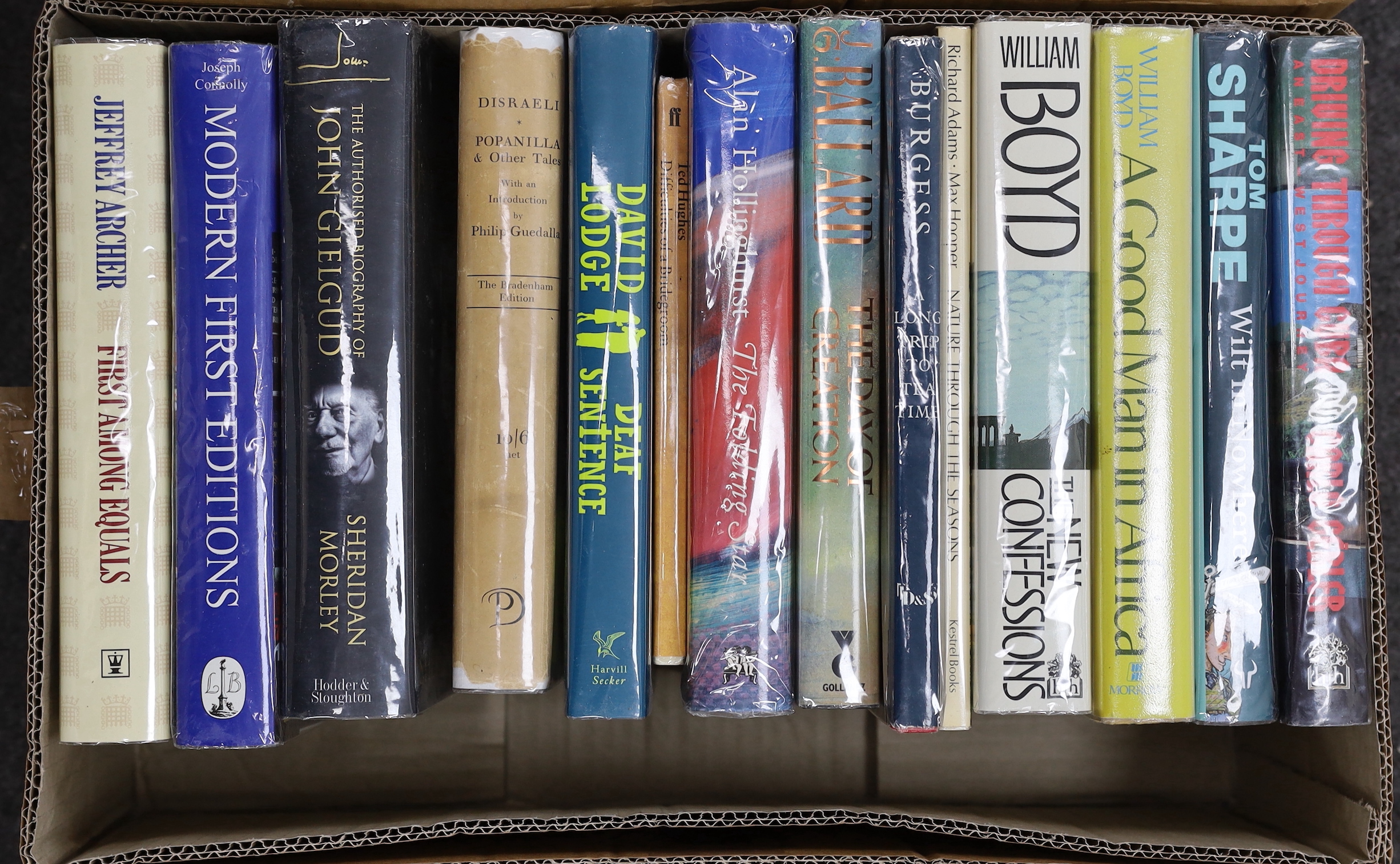A large collection of modern first editions and literature, including books by Jeffrey Archer, John Braine, Richard Burns, J. M. Coetze, Michael Dibdin, John Fowles, Graham Greene, Joseph Heller, Peter Mayle, V. S. Naipa